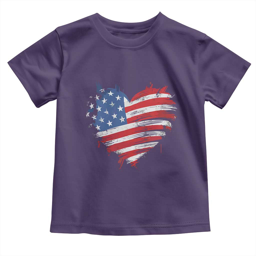 4th of July American Flag Heart USA Patriotic Toddler T Shirt Star Stripes - Wonder Print Shop