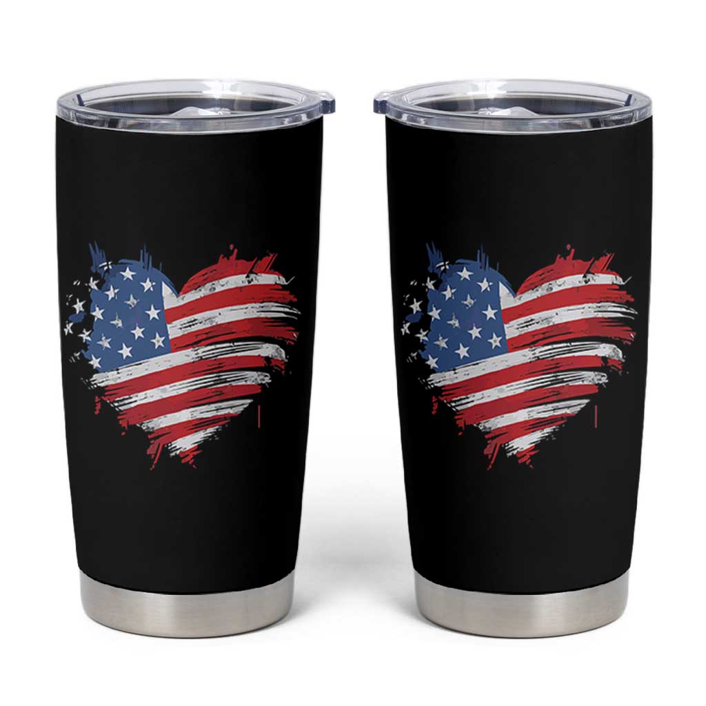 4th of July American Flag Heart USA Patriotic Tumbler Cup Star Stripes - Wonder Print Shop