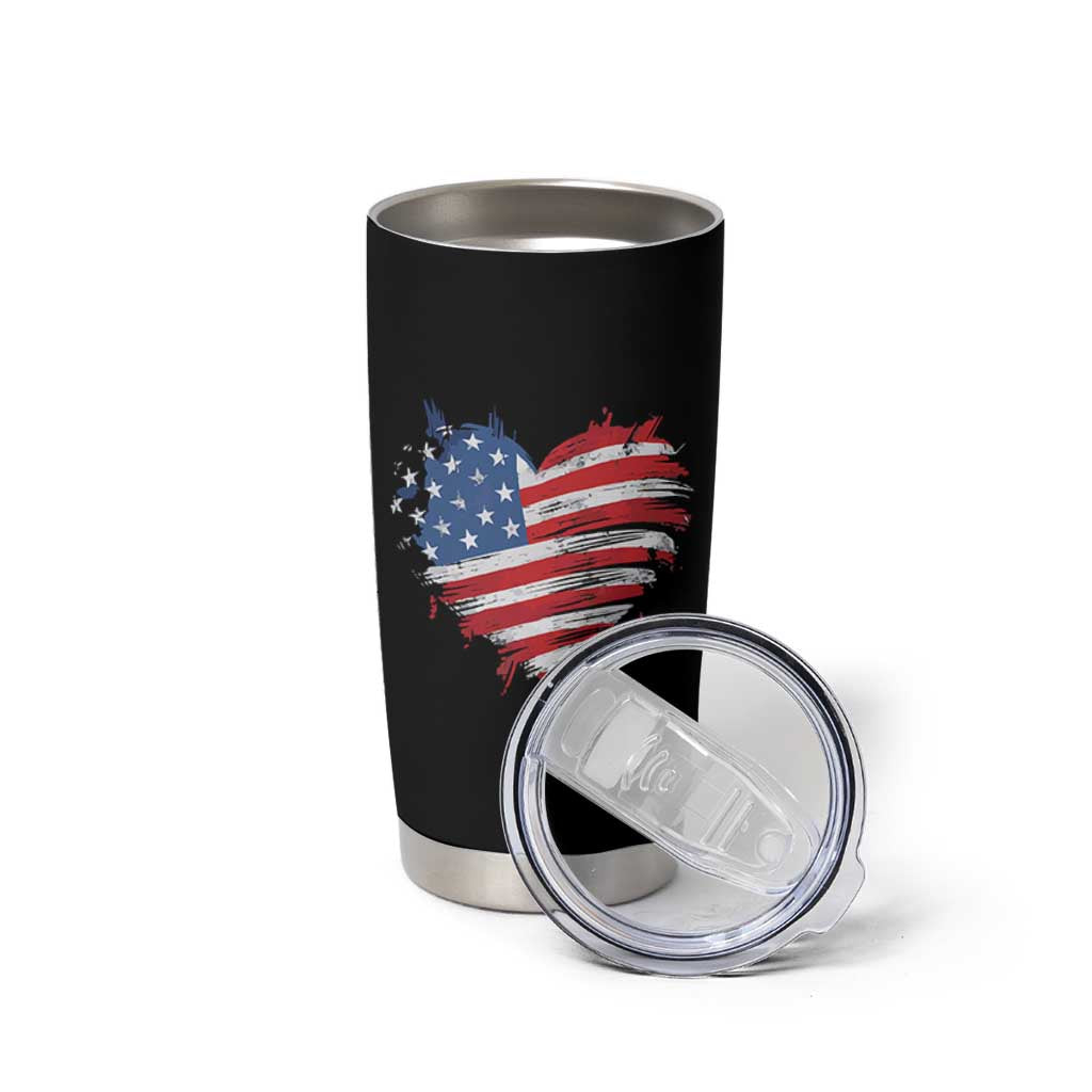 4th of July American Flag Heart USA Patriotic Tumbler Cup Star Stripes - Wonder Print Shop