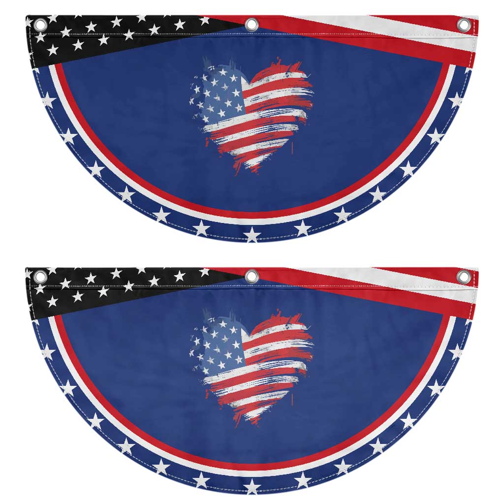 4th of July American Flag Heart USA Patriotic Fan Flag Star Stripes