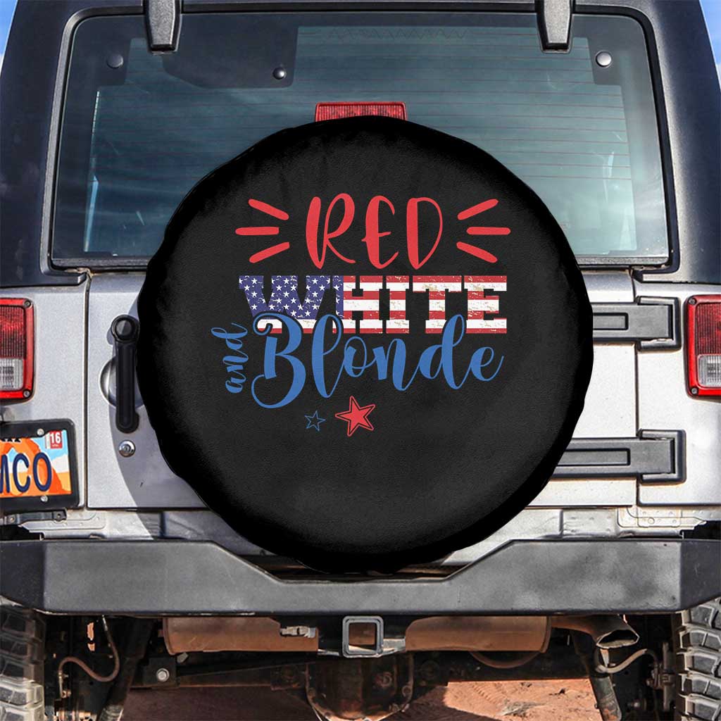 Funny 4th Of july Red White And Blonde Spare Tire Cover Patriotic American Flag - Wonder Print Shop