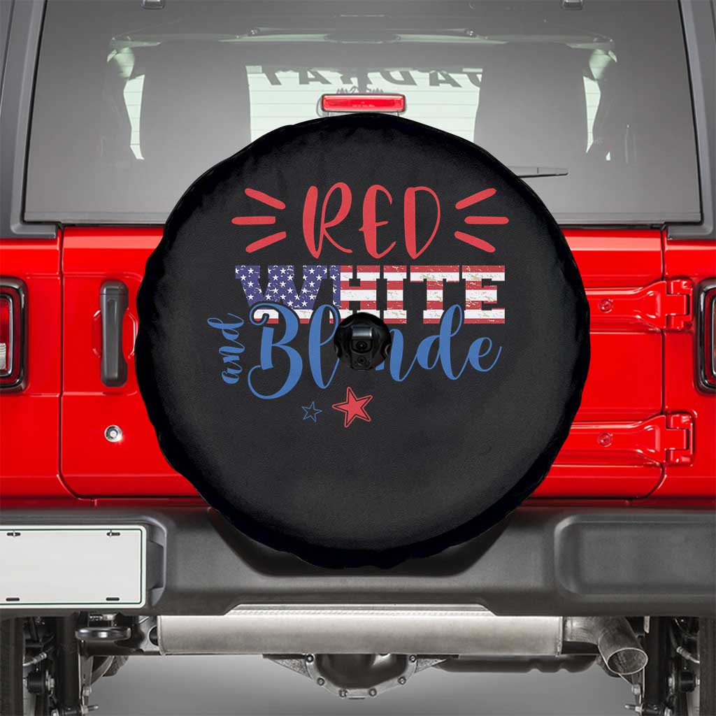 Funny 4th Of july Red White And Blonde Spare Tire Cover Patriotic American Flag - Wonder Print Shop