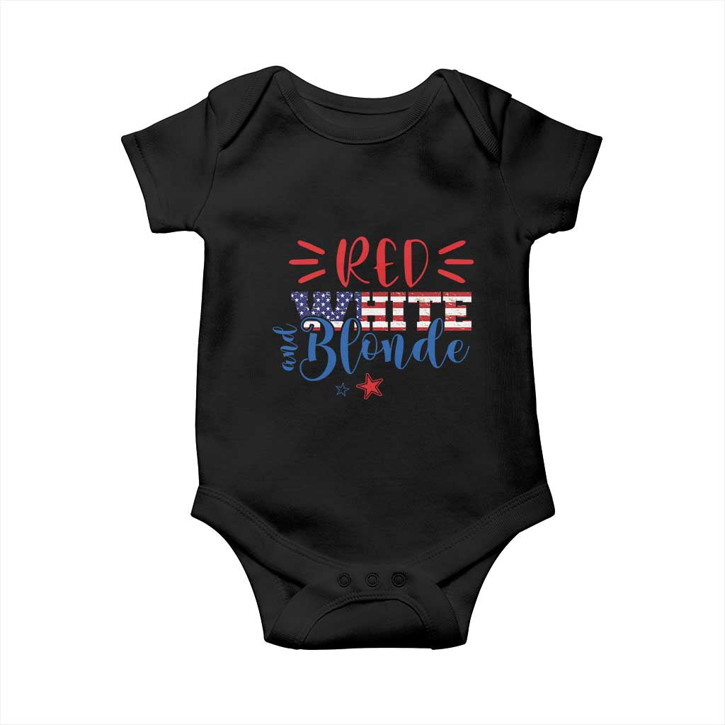 Funny 4th Of july Red White And Blonde Baby Onesie Patriotic American Flag - Wonder Print Shop