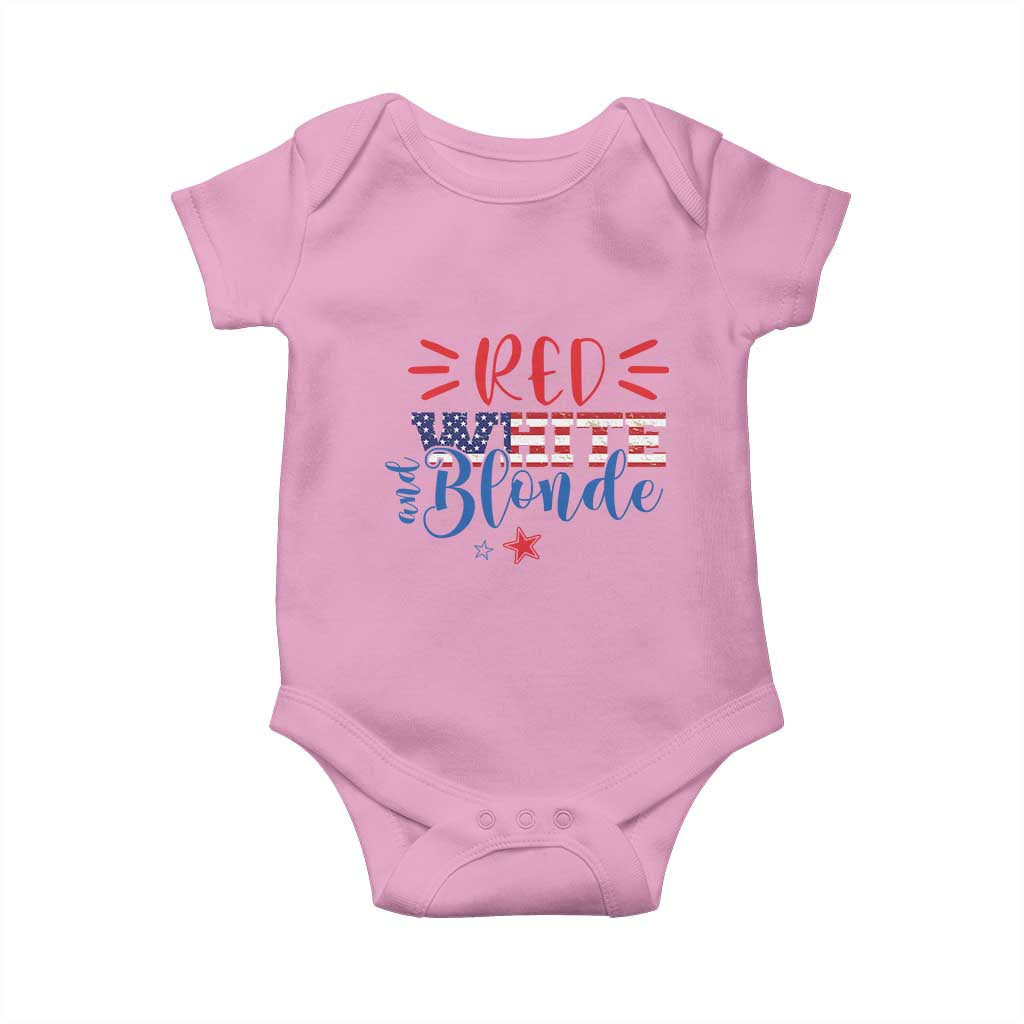 Funny 4th Of july Red White And Blonde Baby Onesie Patriotic American Flag - Wonder Print Shop