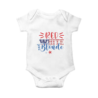 Funny 4th Of july Red White And Blonde Baby Onesie Patriotic American Flag - Wonder Print Shop