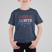 Funny 4th Of july Red White And Blonde T Shirt For Kid Patriotic American Flag - Wonder Print Shop