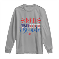 Funny 4th Of july Red White And Blonde Long Sleeve Shirt Patriotic American Flag - Wonder Print Shop