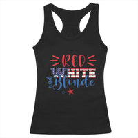 Funny 4th Of july Red White And Blonde Racerback Tank Top Patriotic American Flag - Wonder Print Shop