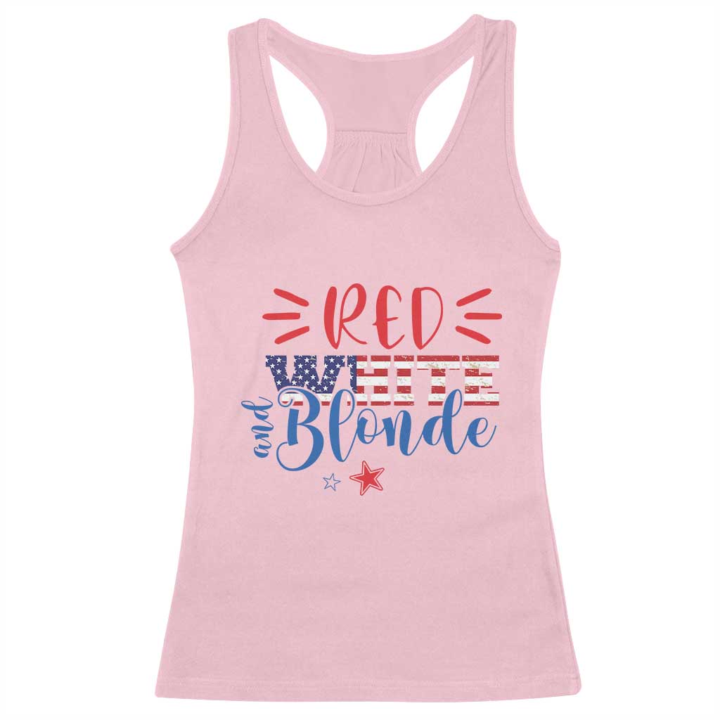 Funny 4th Of july Red White And Blonde Racerback Tank Top Patriotic American Flag - Wonder Print Shop