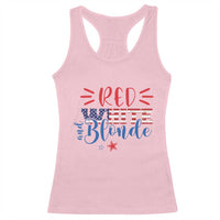 Funny 4th Of july Red White And Blonde Racerback Tank Top Patriotic American Flag - Wonder Print Shop