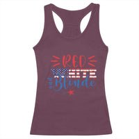 Funny 4th Of july Red White And Blonde Racerback Tank Top Patriotic American Flag - Wonder Print Shop