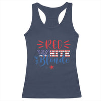 Funny 4th Of july Red White And Blonde Racerback Tank Top Patriotic American Flag - Wonder Print Shop