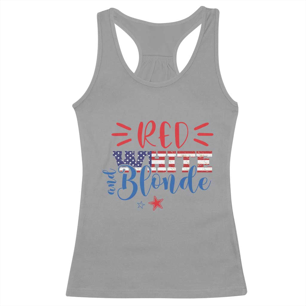 Funny 4th Of july Red White And Blonde Racerback Tank Top Patriotic American Flag - Wonder Print Shop