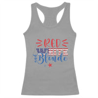 Funny 4th Of july Red White And Blonde Racerback Tank Top Patriotic American Flag - Wonder Print Shop