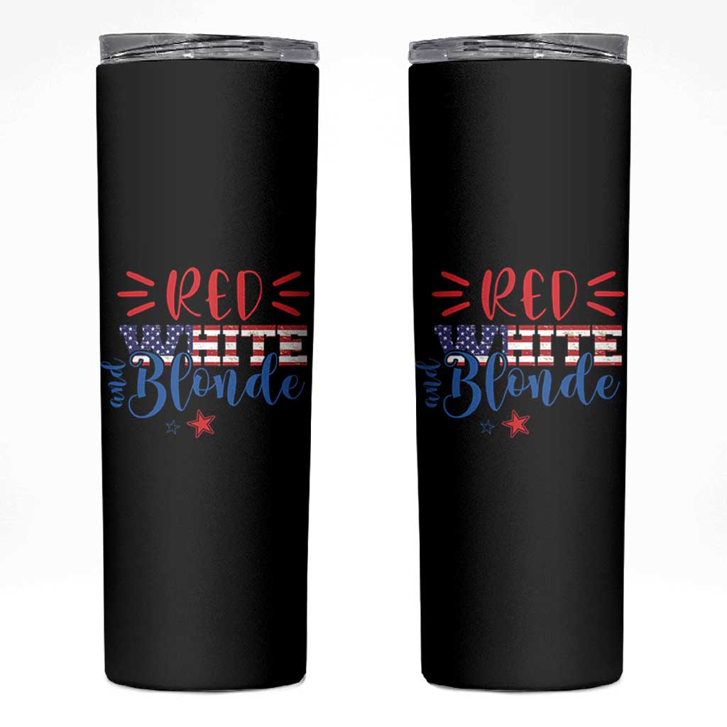 Funny 4th Of july Red White And Blonde Skinny Tumbler Patriotic American Flag - Wonder Print Shop