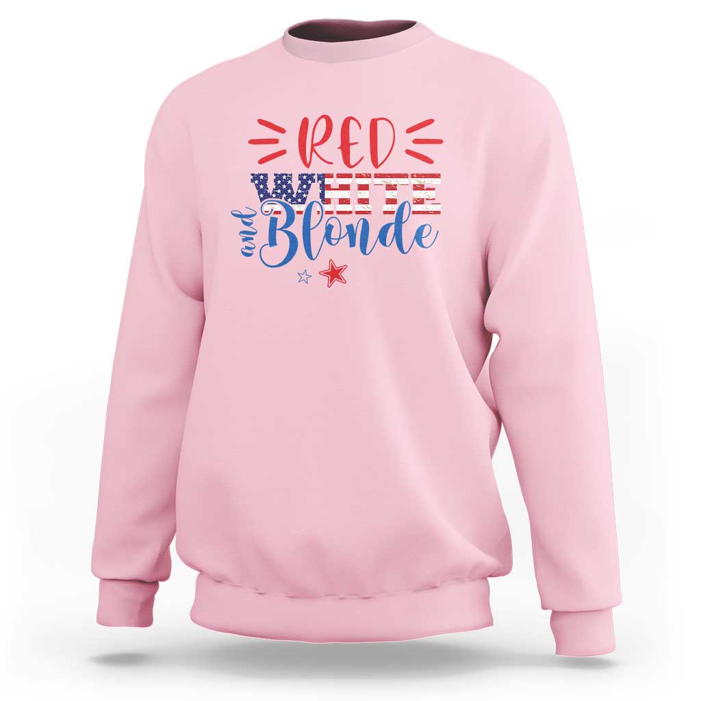 Funny 4th Of july Red White And Blonde Sweatshirt Patriotic American Flag - Wonder Print Shop
