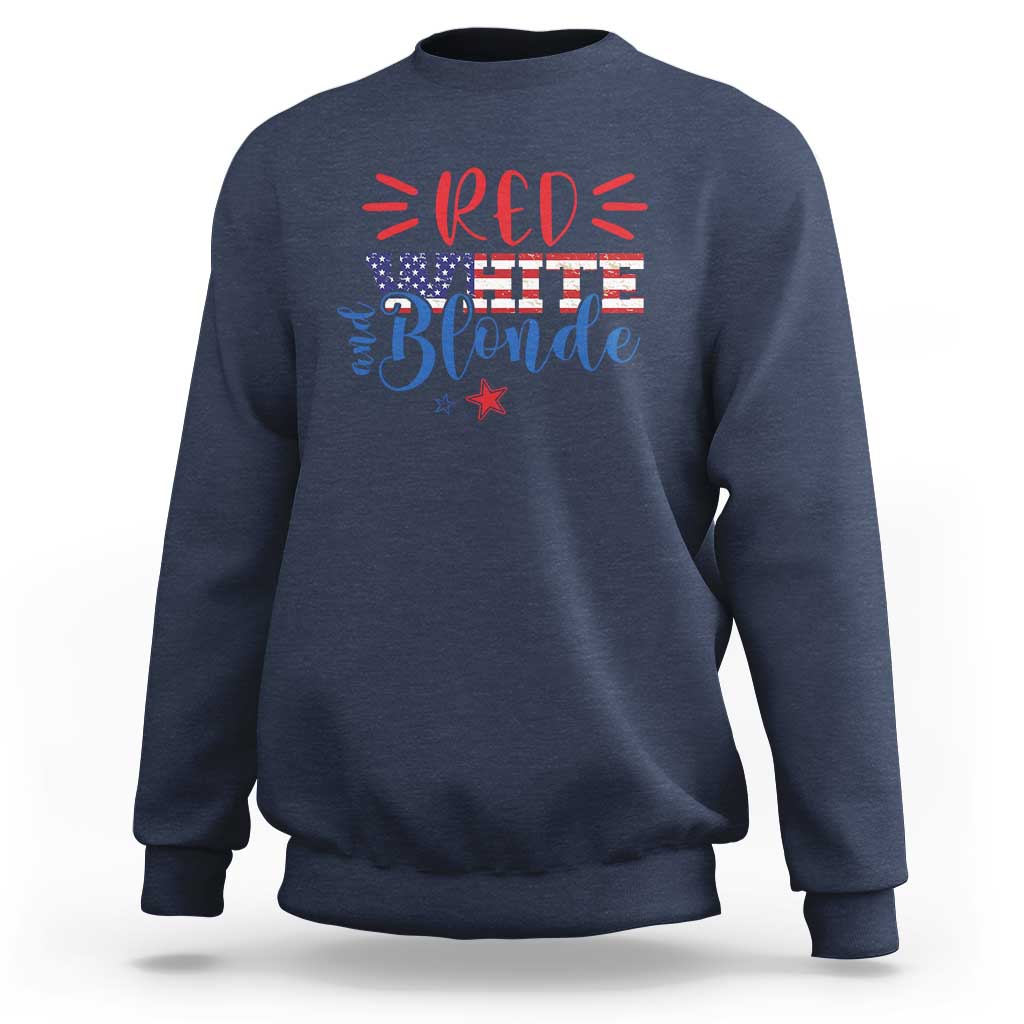 Funny 4th Of july Red White And Blonde Sweatshirt Patriotic American Flag - Wonder Print Shop