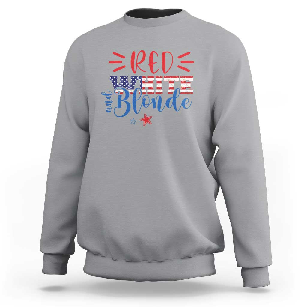 Funny 4th Of july Red White And Blonde Sweatshirt Patriotic American Flag - Wonder Print Shop