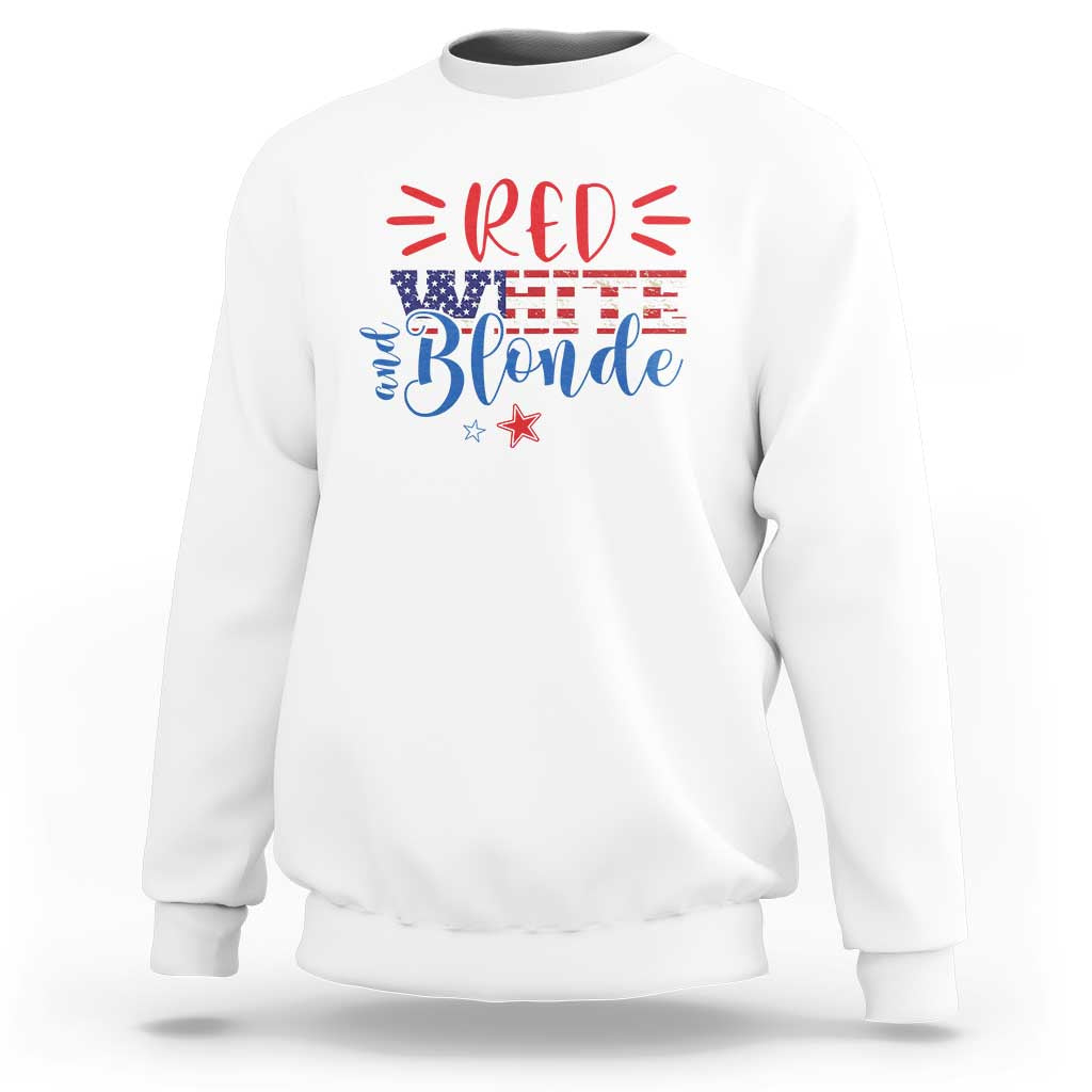 Funny 4th Of july Red White And Blonde Sweatshirt Patriotic American Flag - Wonder Print Shop