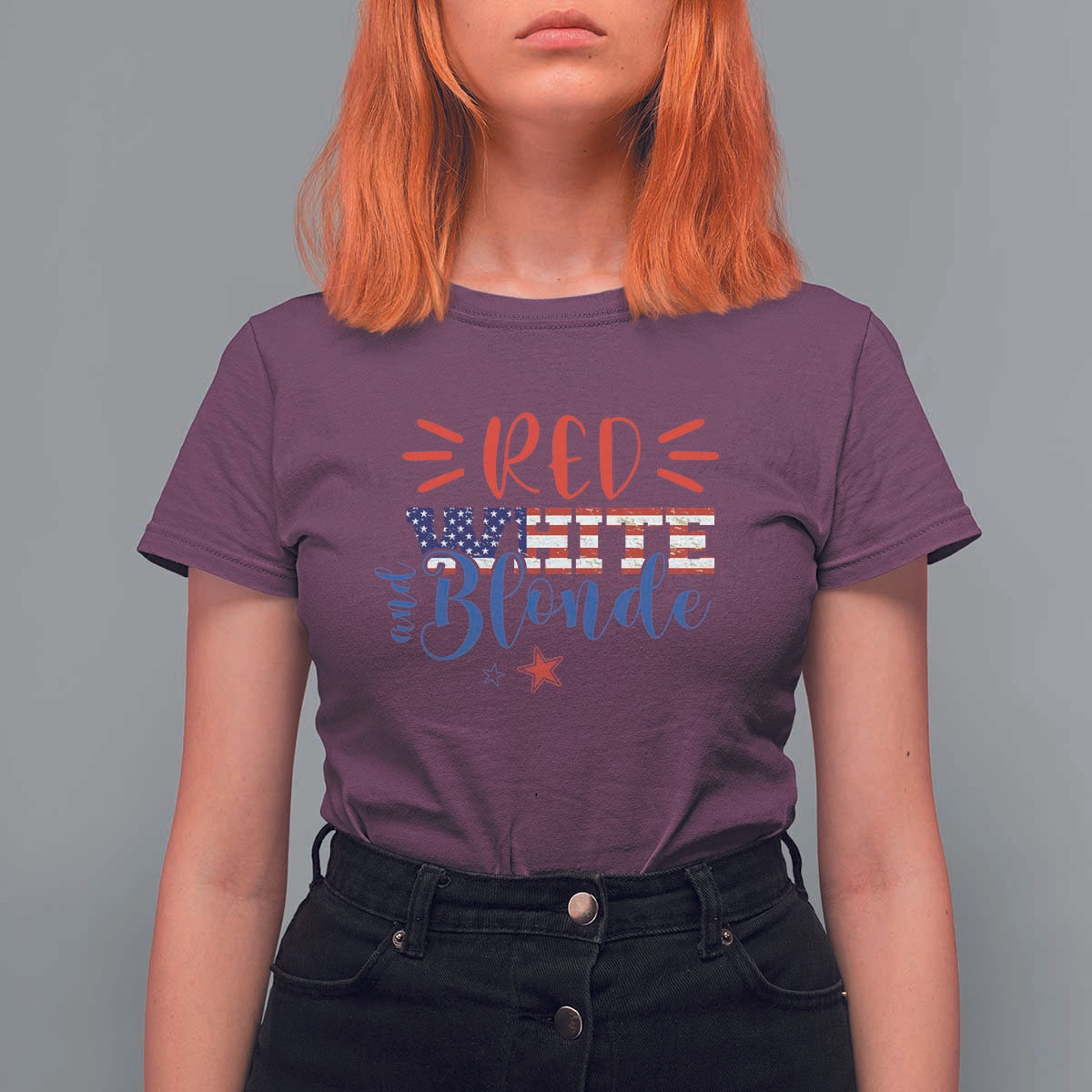 Funny 4th Of july Red White And Blonde T Shirt For Women Patriotic American Flag - Wonder Print Shop