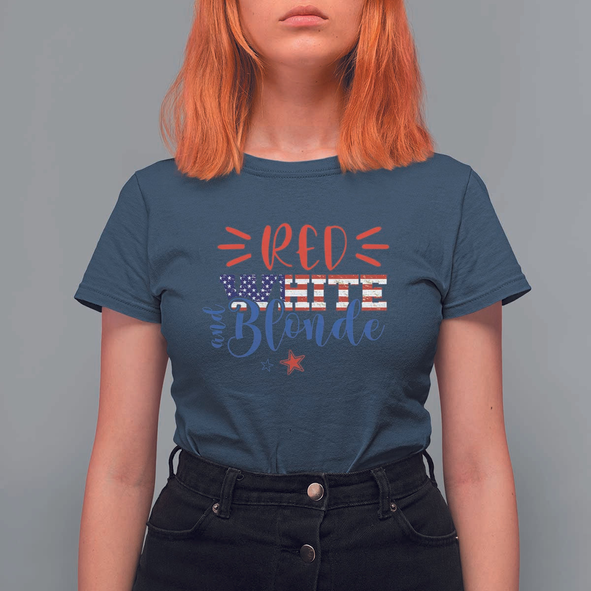 Funny 4th Of july Red White And Blonde T Shirt For Women Patriotic American Flag - Wonder Print Shop