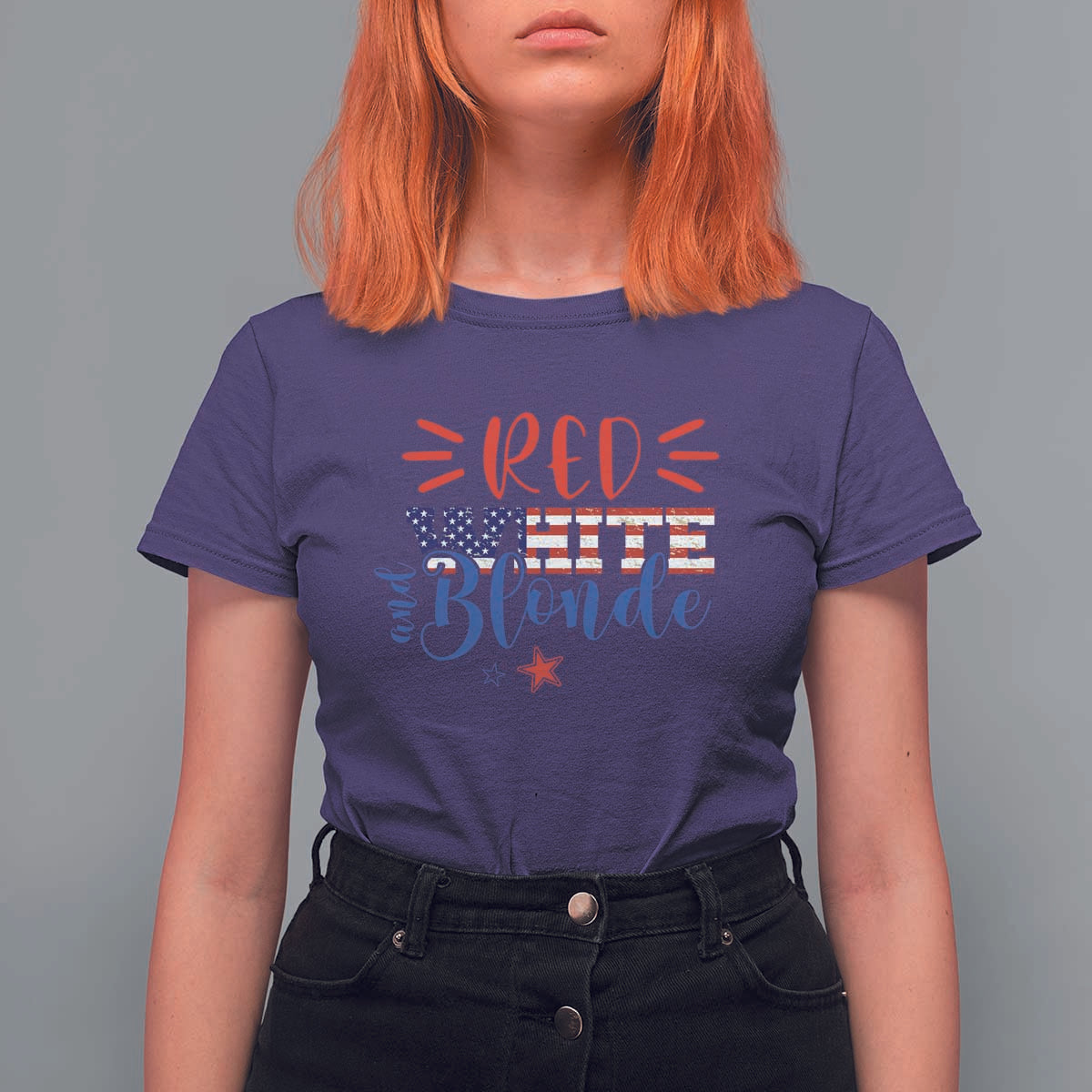Funny 4th Of july Red White And Blonde T Shirt For Women Patriotic American Flag - Wonder Print Shop