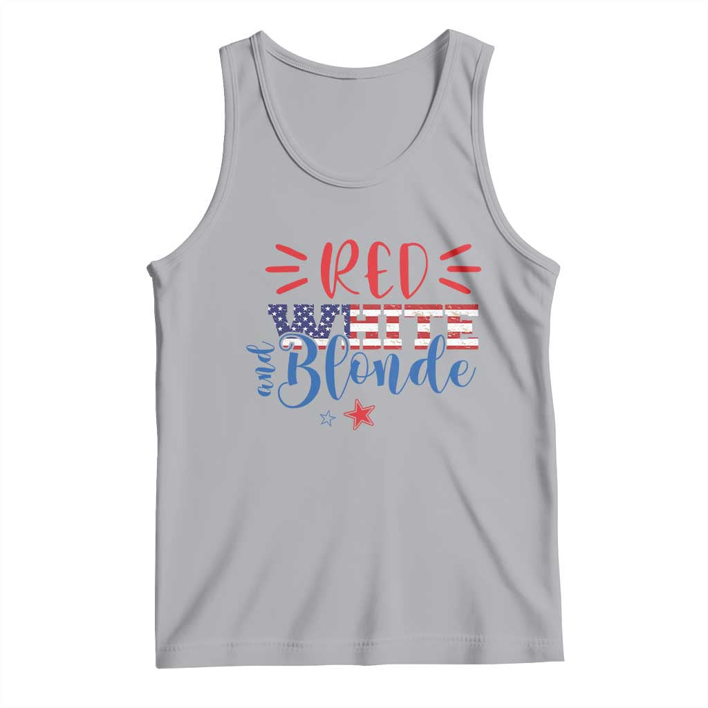 Funny 4th Of july Red White And Blonde Tank Top Patriotic American Flag - Wonder Print Shop