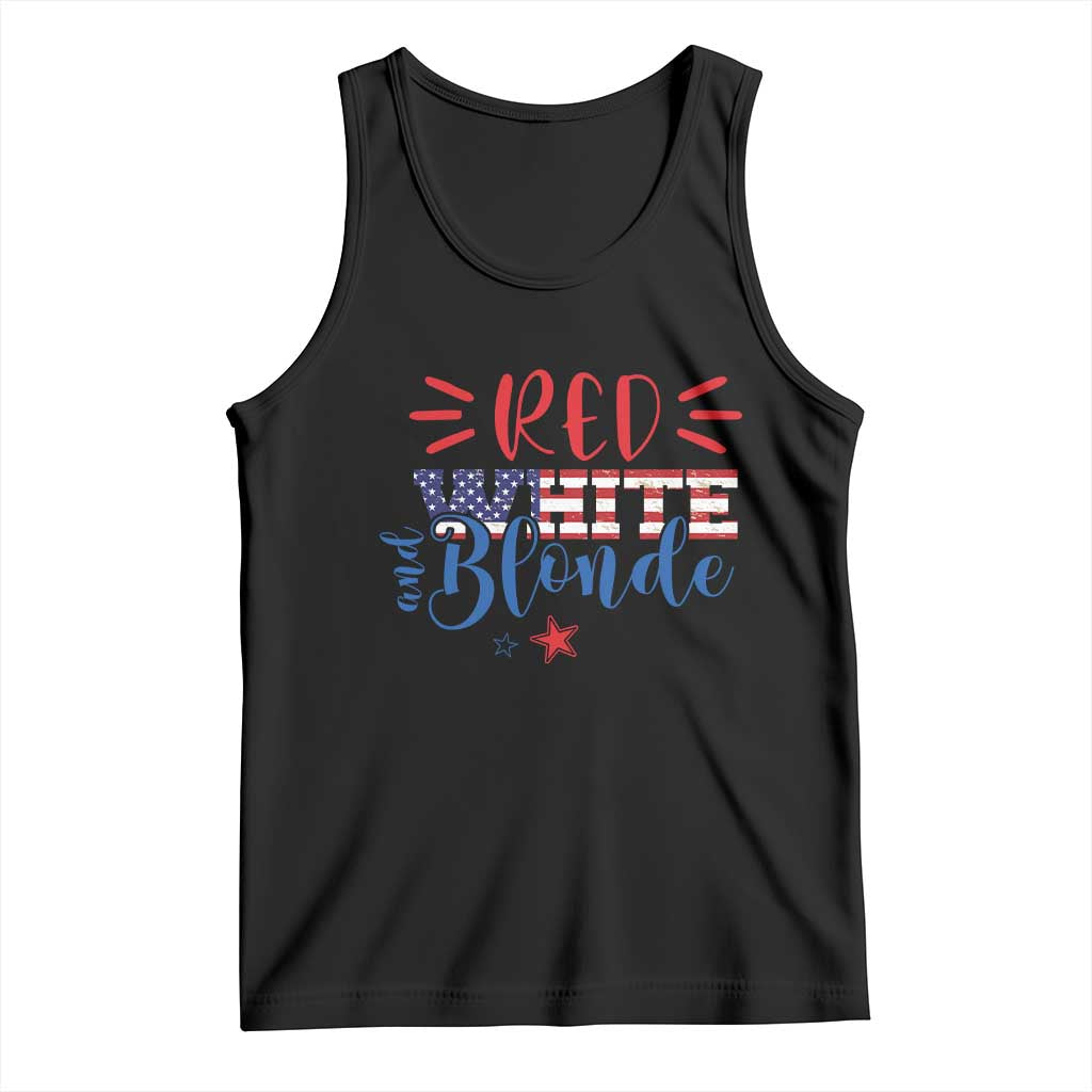 Funny 4th Of july Red White And Blonde Tank Top Patriotic American Flag - Wonder Print Shop
