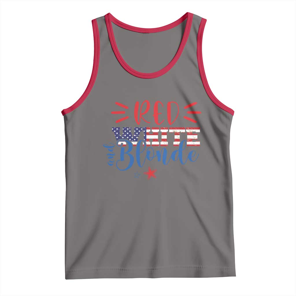 Funny 4th Of july Red White And Blonde Tank Top Patriotic American Flag - Wonder Print Shop