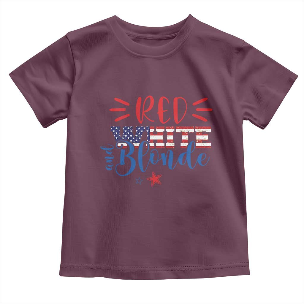 Funny 4th Of july Red White And Blonde Toddler T Shirt Patriotic American Flag - Wonder Print Shop
