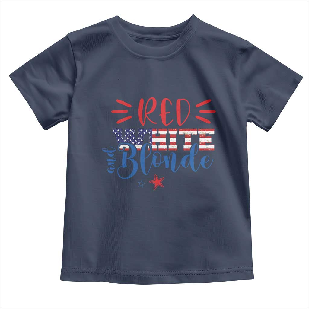 Funny 4th Of july Red White And Blonde Toddler T Shirt Patriotic American Flag - Wonder Print Shop