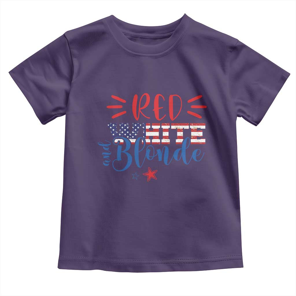 Funny 4th Of july Red White And Blonde Toddler T Shirt Patriotic American Flag - Wonder Print Shop