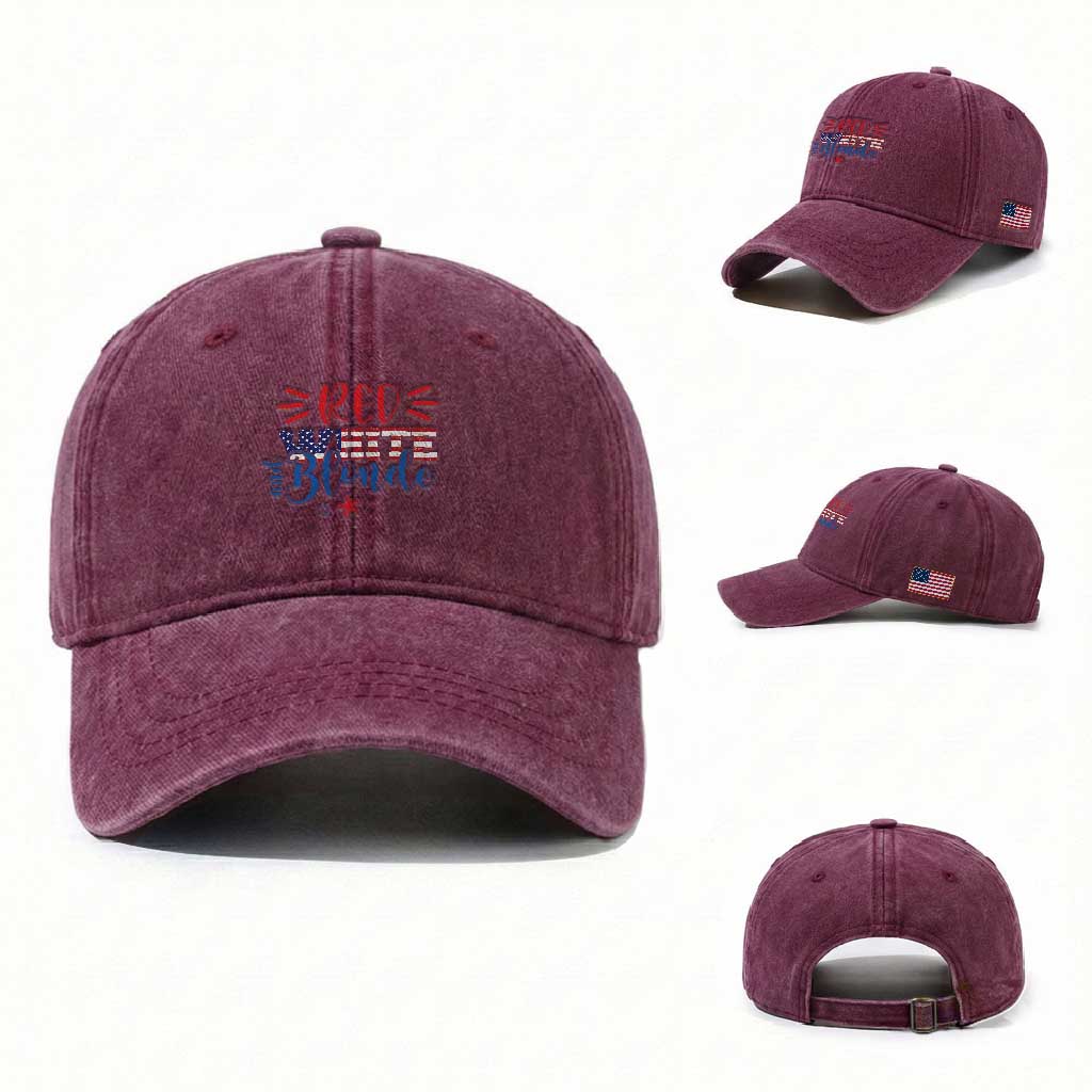 Funny 4th Of july Red White And Blonde Washed Cotton Baseball Cap Patriotic American Flag TS11