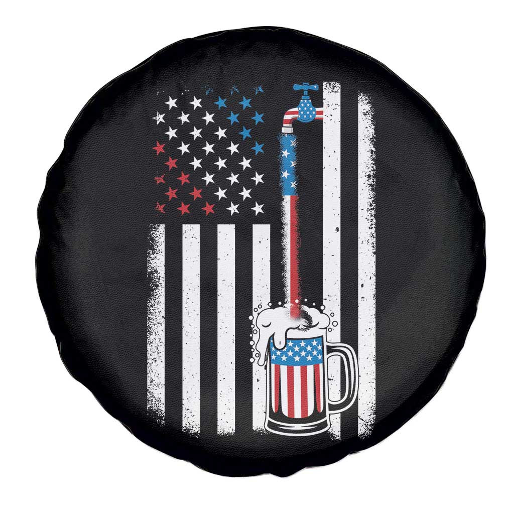 Funny Pouring Beer American Flag 4th Of July Craft Brewery Spare Tire Cover - Wonder Print Shop