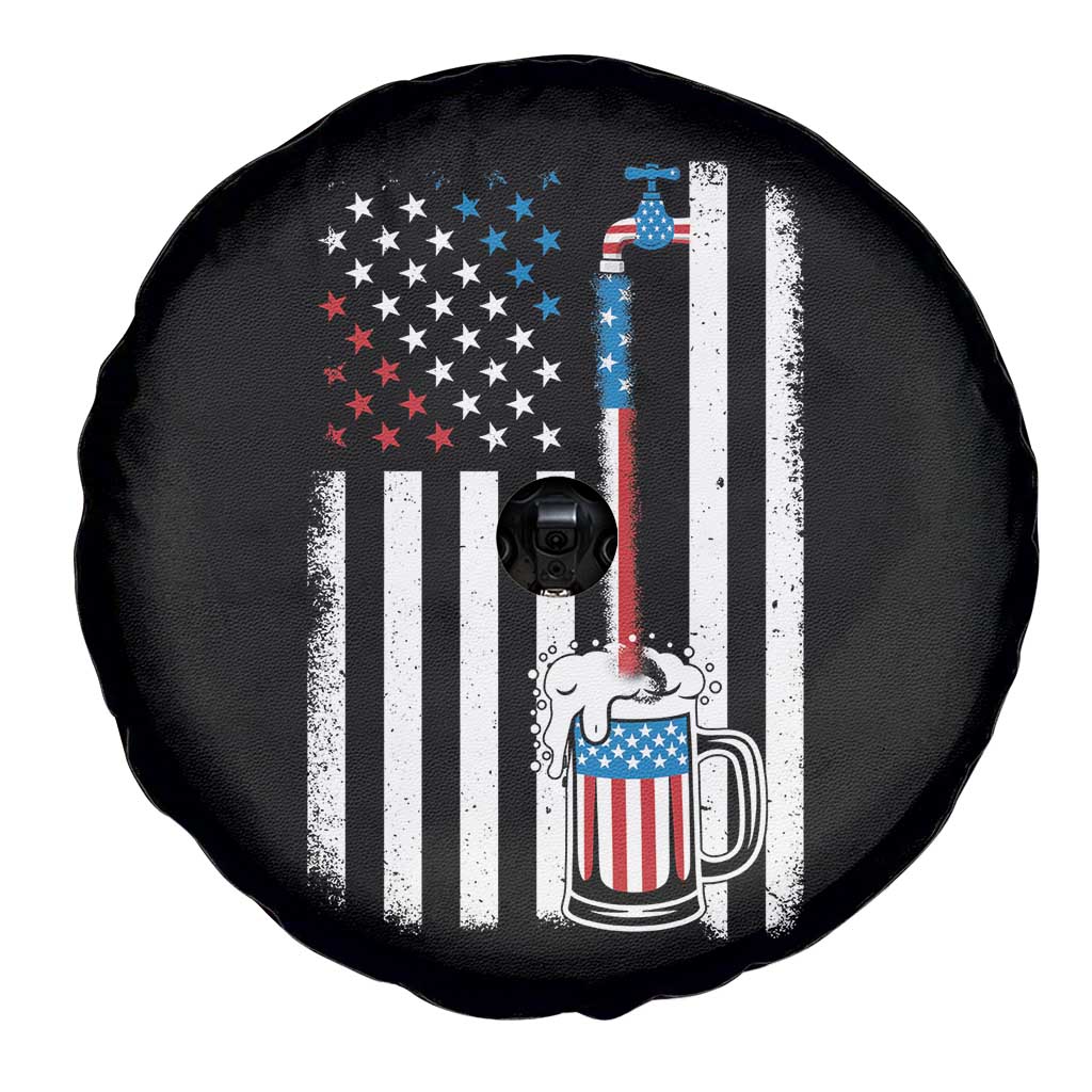 Funny Pouring Beer American Flag 4th Of July Craft Brewery Spare Tire Cover - Wonder Print Shop