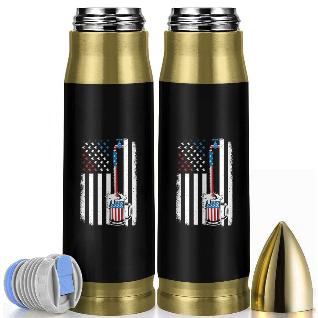 Funny Pouring Beer American Flag 4th Of July Craft Brewery Bullet Tumbler - Wonder Print Shop