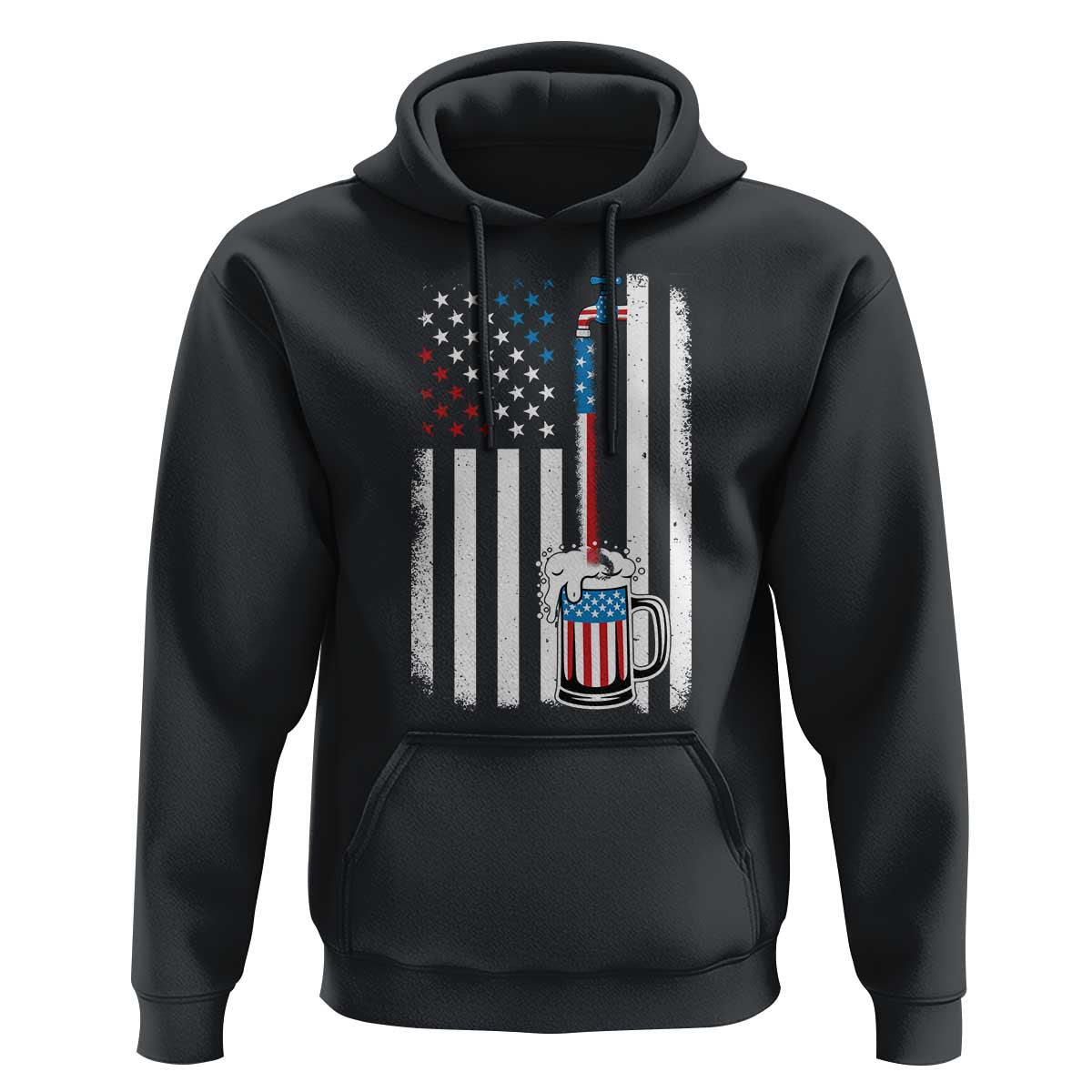 Funny Pouring Beer American Flag 4th Of July Craft Brewery Hoodie - Wonder Print Shop