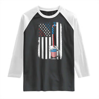 Funny Pouring Beer American Flag 4th Of July Craft Brewery Raglan Shirt - Wonder Print Shop