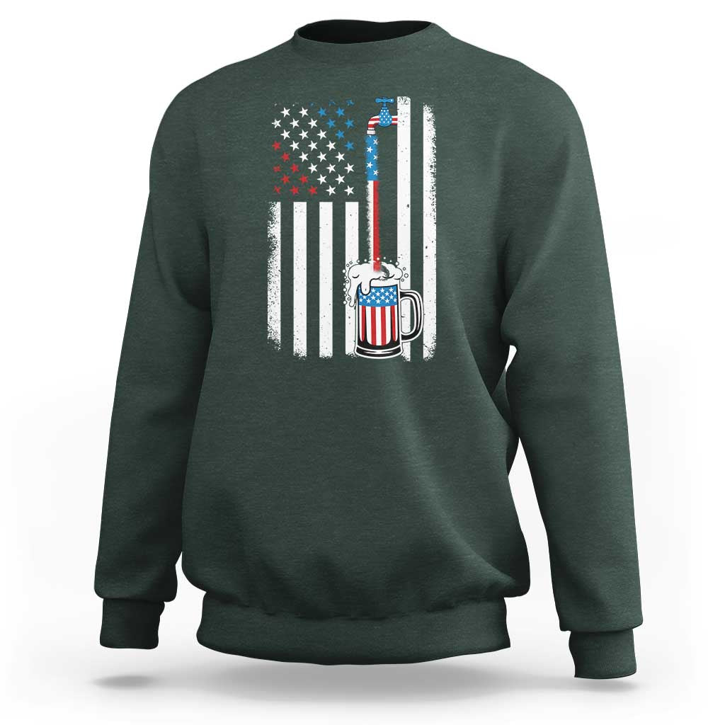 Funny Pouring Beer American Flag 4th Of July Craft Brewery Sweatshirt - Wonder Print Shop