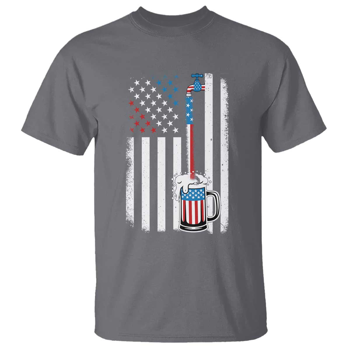 Funny Pouring Beer American Flag 4th Of July Craft Brewery T Shirt - Wonder Print Shop