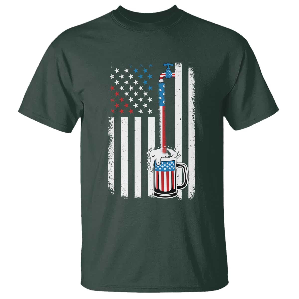 Funny Pouring Beer American Flag 4th Of July Craft Brewery T Shirt - Wonder Print Shop