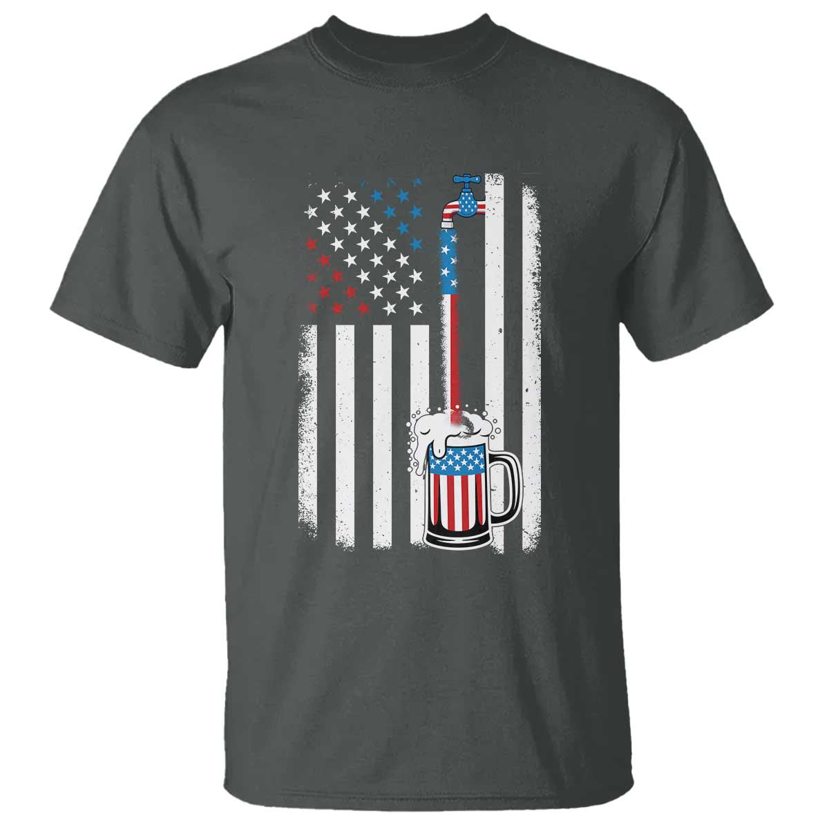 Funny Pouring Beer American Flag 4th Of July Craft Brewery T Shirt - Wonder Print Shop