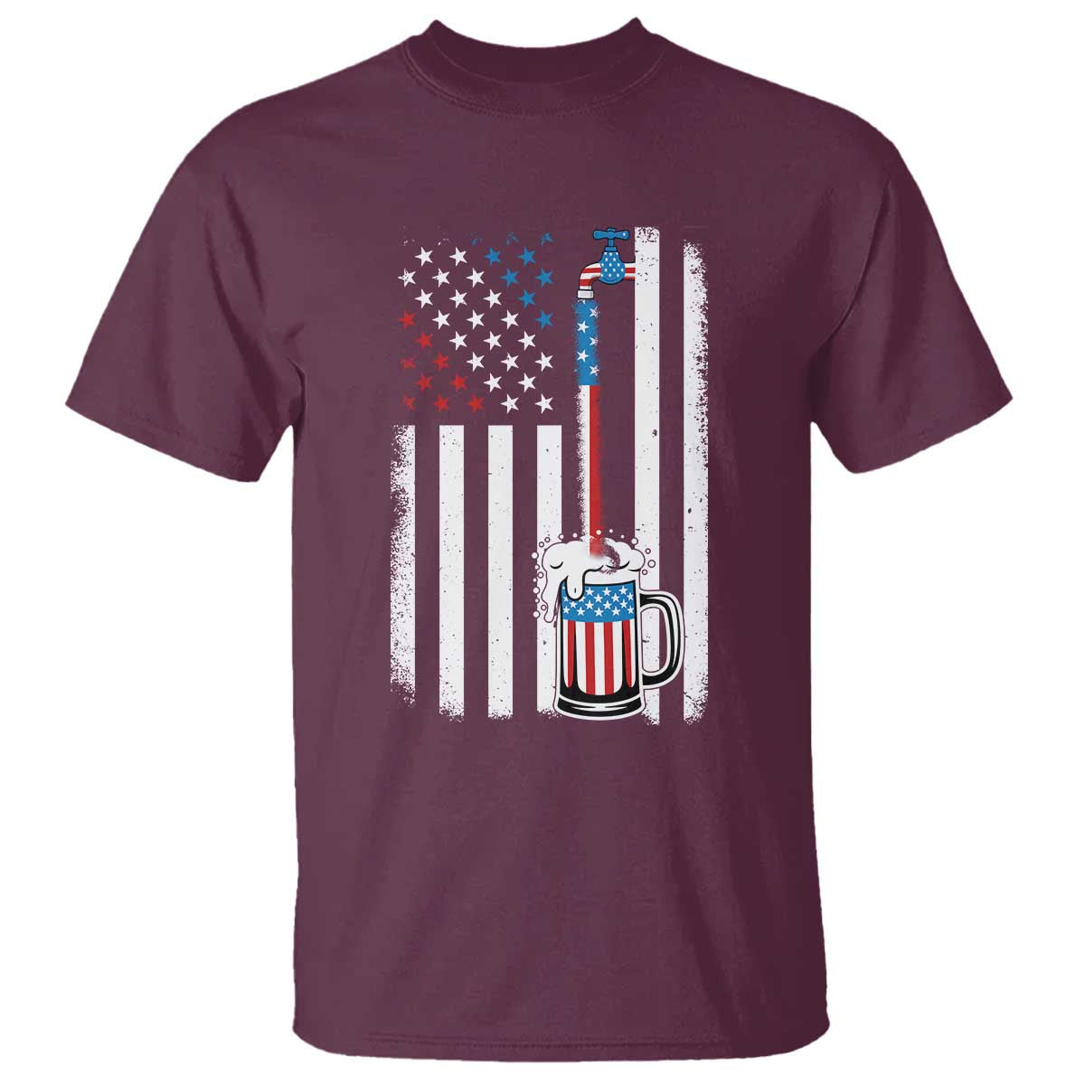 Funny Pouring Beer American Flag 4th Of July Craft Brewery T Shirt - Wonder Print Shop