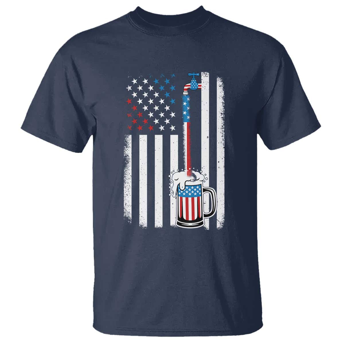 Funny Pouring Beer American Flag 4th Of July Craft Brewery T Shirt - Wonder Print Shop