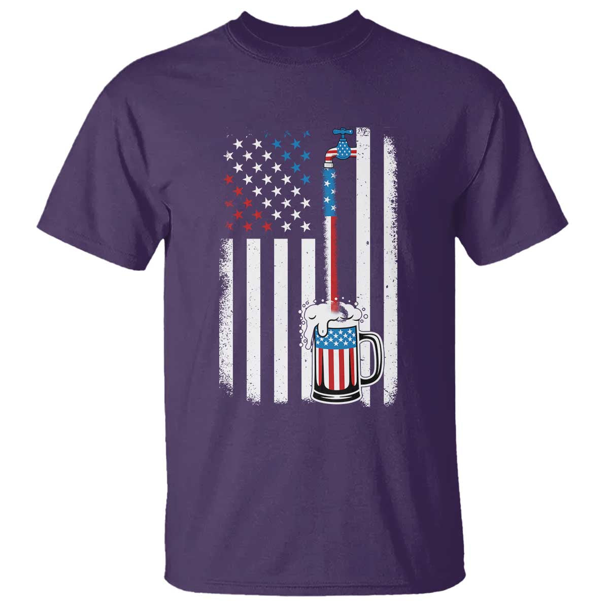 Funny Pouring Beer American Flag 4th Of July Craft Brewery T Shirt - Wonder Print Shop