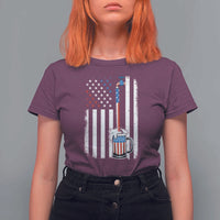 Funny Pouring Beer American Flag 4th Of July Craft Brewery T Shirt For Women - Wonder Print Shop