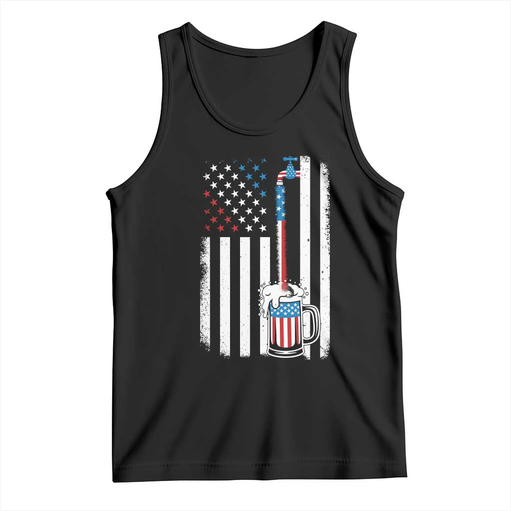 Funny Pouring Beer American Flag 4th Of July Craft Brewery Tank Top - Wonder Print Shop