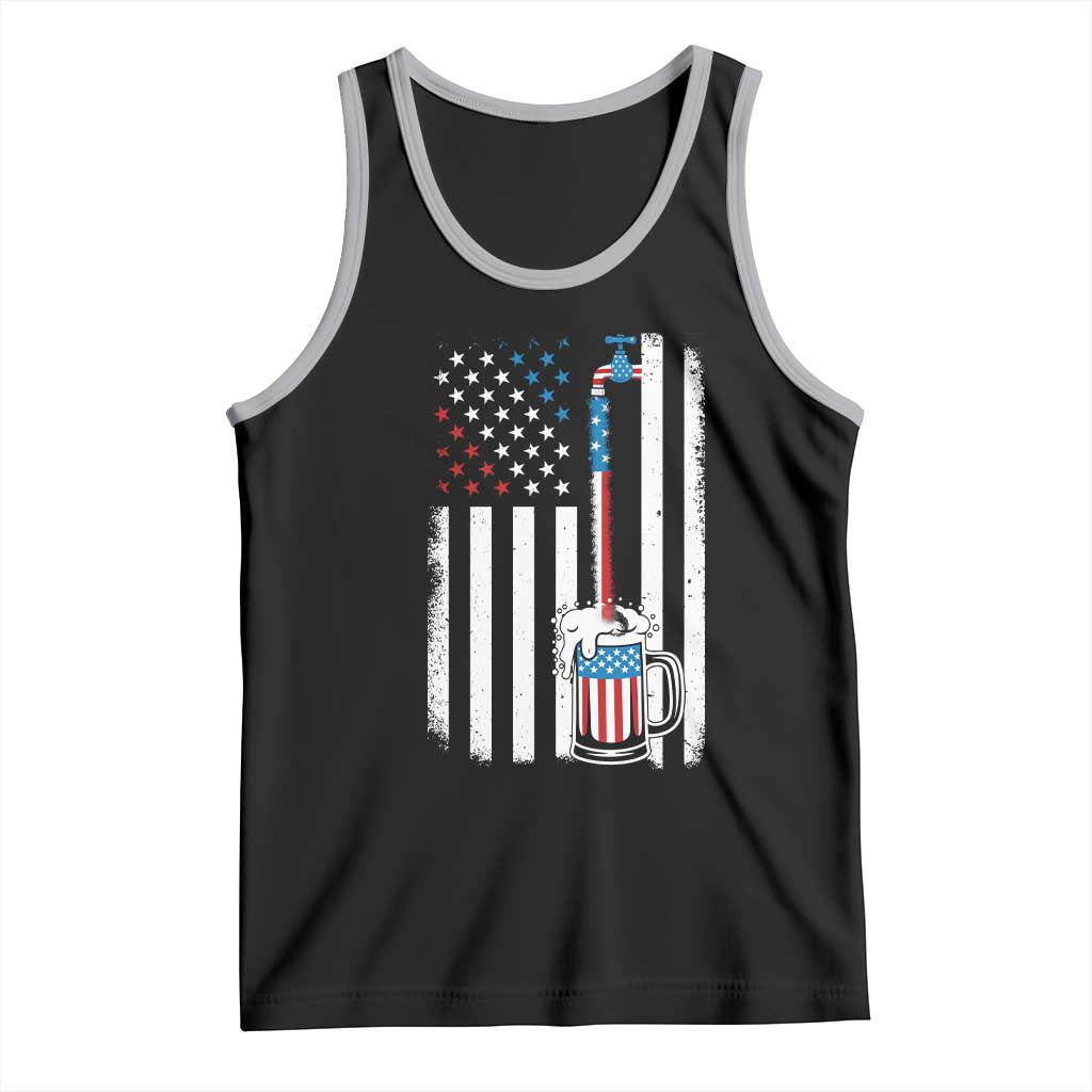 Funny Pouring Beer American Flag 4th Of July Craft Brewery Tank Top - Wonder Print Shop