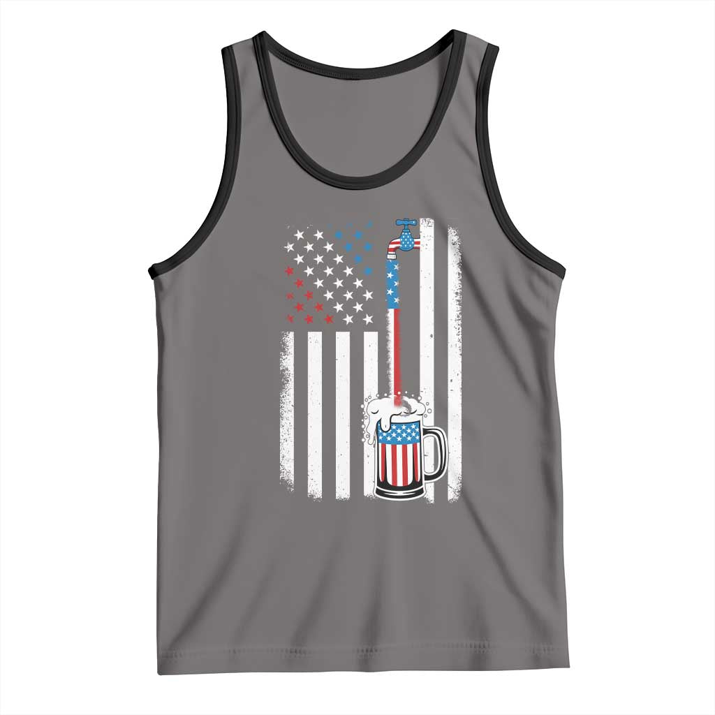 Funny Pouring Beer American Flag 4th Of July Craft Brewery Tank Top - Wonder Print Shop