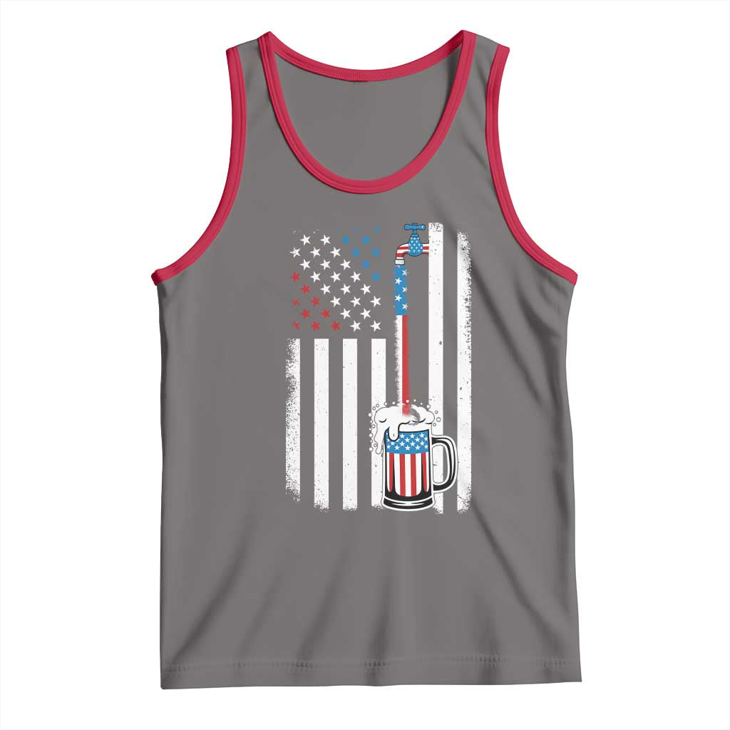 Funny Pouring Beer American Flag 4th Of July Craft Brewery Tank Top - Wonder Print Shop